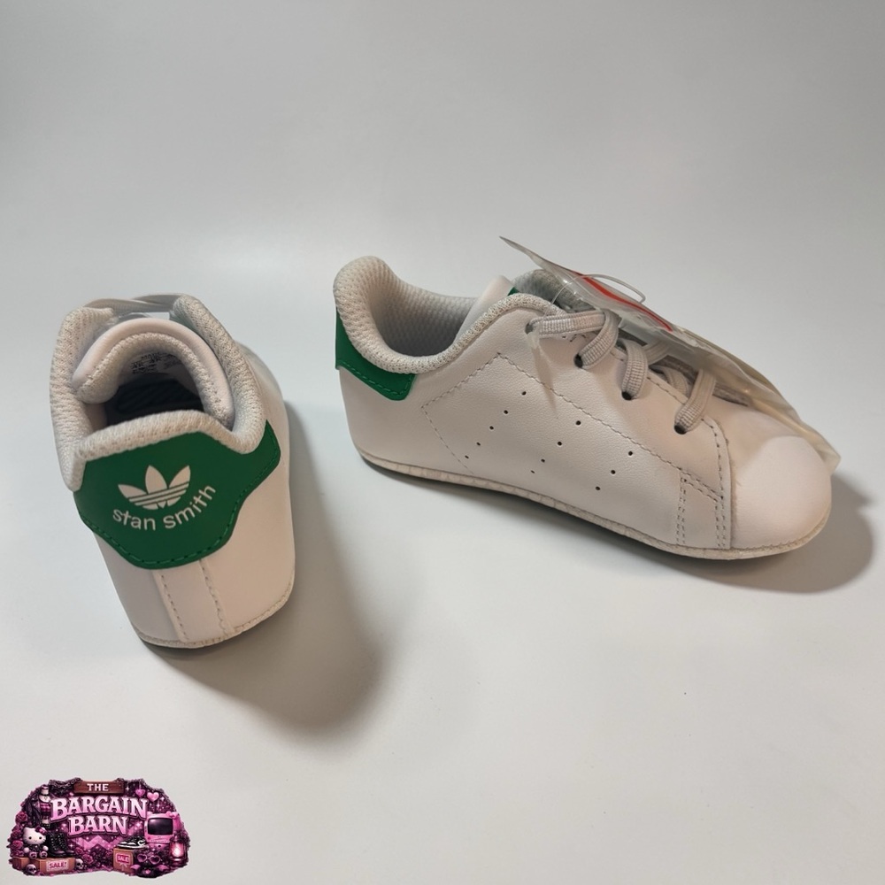 Adidas Stan Smith Crib Baby Shoes White Green Size 4C Infant Soft Sole NEW